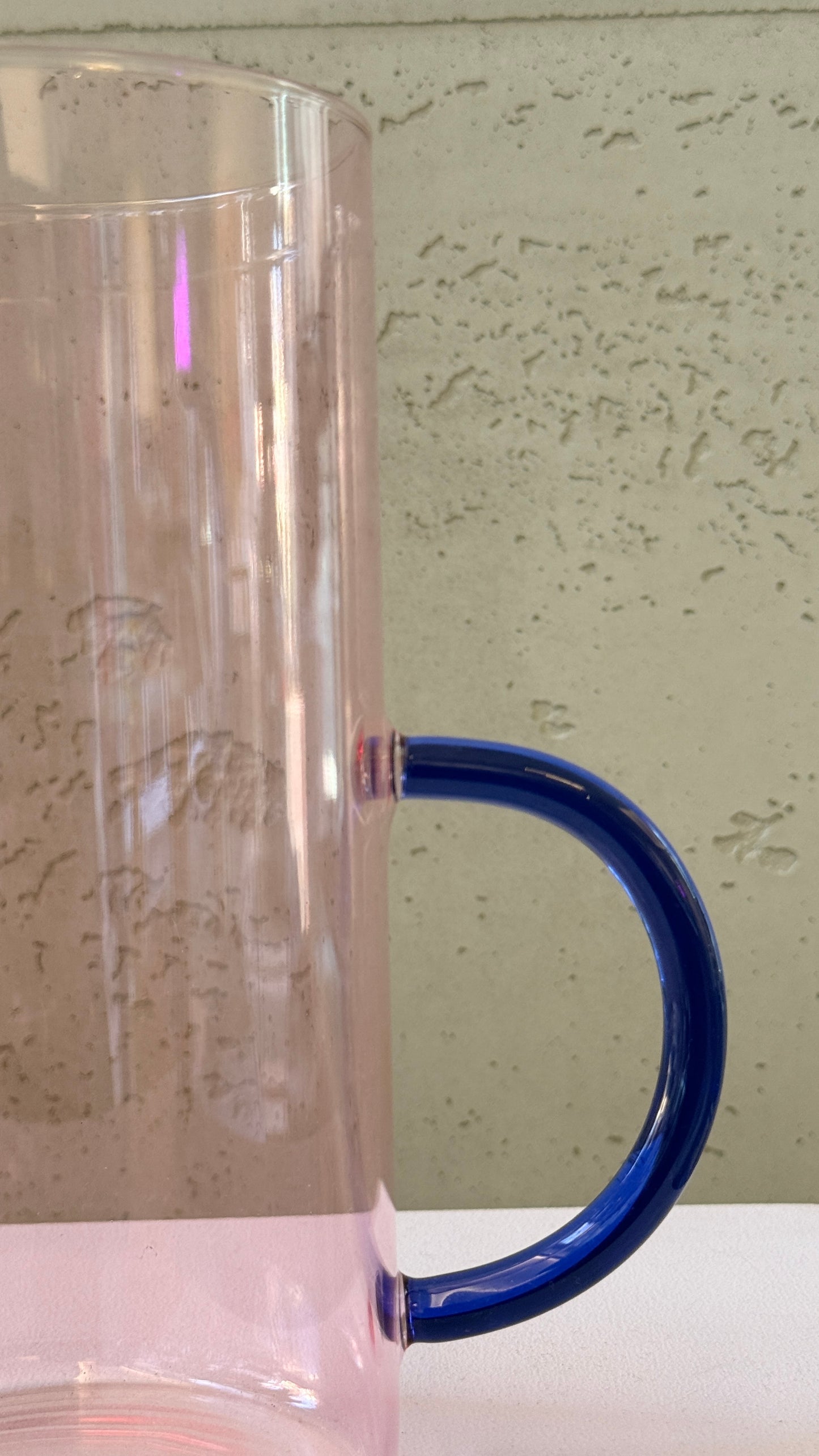 DuoHandle Glasvase - Rosa mit blauen Griffen