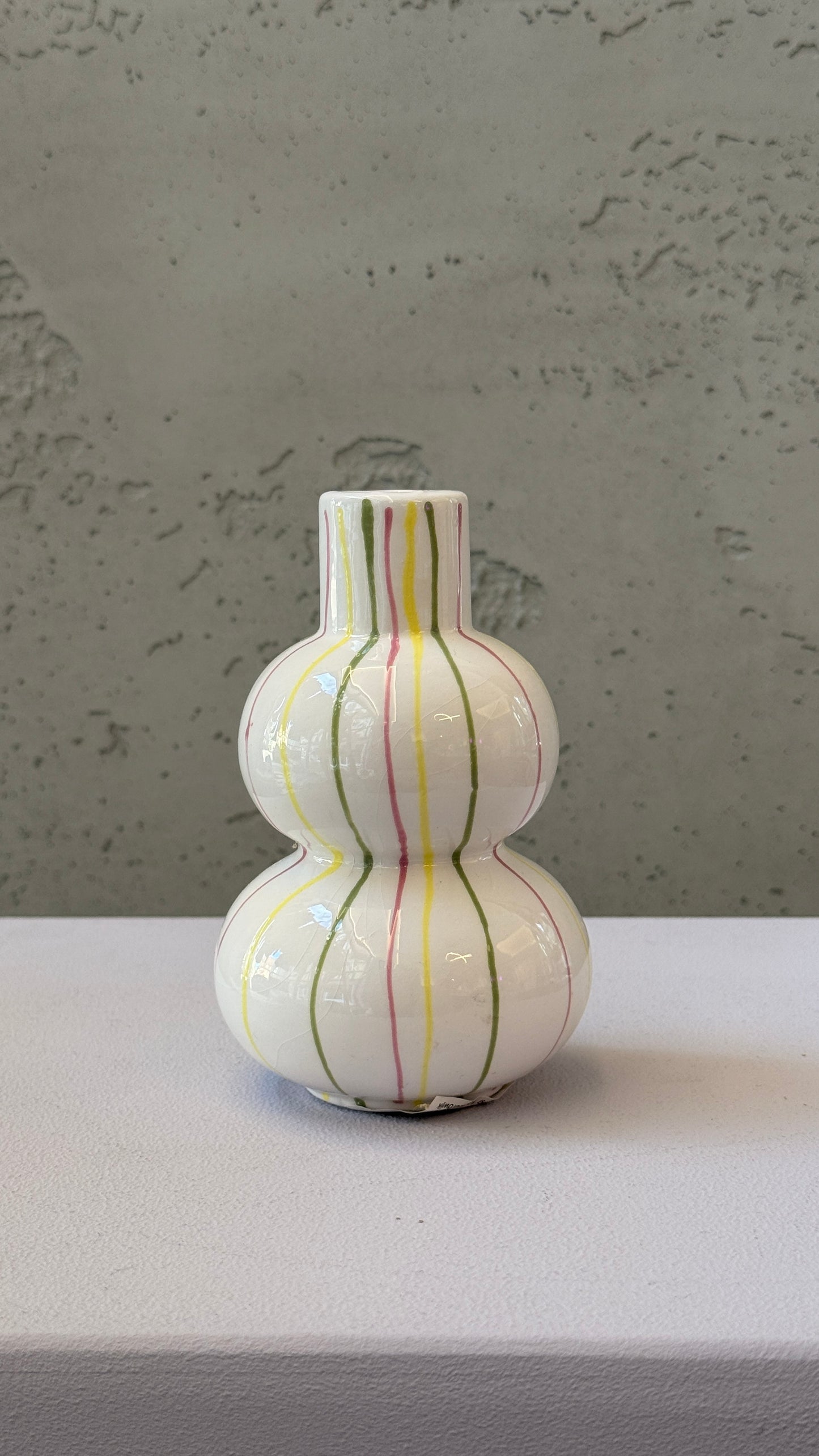 Stripe Vase klein - Gestreift in Gelb, Grün & Rose