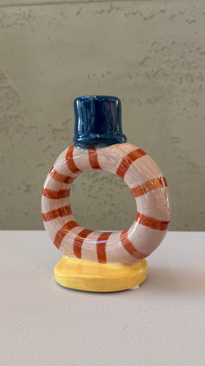 Ring Pop Kerzenständer - Gestreift in Rose, Rot & Blau