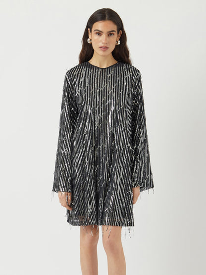 YASLANTRA LS SEQUIN FRINGE DRESS - SHOW